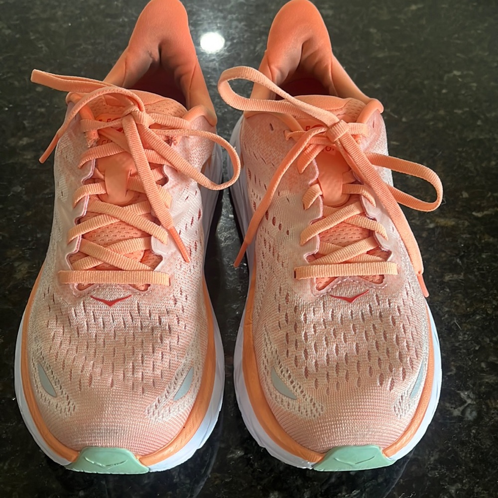 HOKA Clifton 8 running shoes.